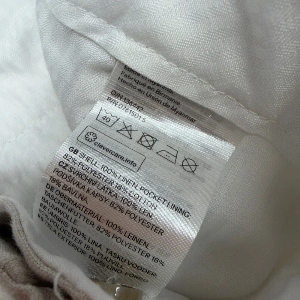 H&M Linen Pants Mens 36x27 White Slim Fit Breathable Preppy Summer Coastal